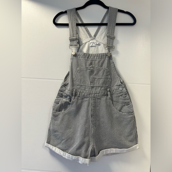 Princess Polly Pants - Princess Polly - Denim Houndstooth Overall Shorts